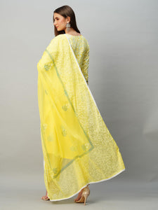 Gosriki Women'S Rayon Blend Anarkali Printed Kurta With Pant & Dupatta (Renu-Yellow-Kbv-Gs_L_Yellow_Large),Yellow,,B0CNLYWMXR