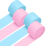 4 Crepe Paper Streamers Rolls, 328ft Pack of Pink and Blue Crepe Paper for Birthday Gender Reveal Party Decorations (1.8 inch x 
