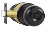 RAZCC Privacy Door Knobs, 1 Pack Matte Black Door Knobs with Lock, Bed and Bath Door Knob Interior Keyless Locksets, Round Door 
