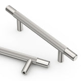 Asidrama 10 Pack 3.75 Inch(96mm) Brushed Satin Nickel Knurled Kitchen Cabinet Handles, Cabinet Pulls Kitchen Cabinet Hardware fo