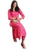 Gosriki Women'S Rayon Blend Straight Printed Kurta With Pant (Moore Pink-Gs_Xl_Pink_X-Large),Pink,,B0DG2ZZX98