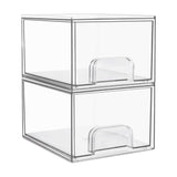 Vtopmart 4Pack Stackable Storage Drawer, 4.4'' Tall Bathroom Makeup Organizer,Plastic Storage Bins For Vanity, Undersink, Kitche