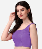 Pujia Mills Women'S Deep Neck Silk Sleeveless Readymade Blouse (Sando Lavender, 32)