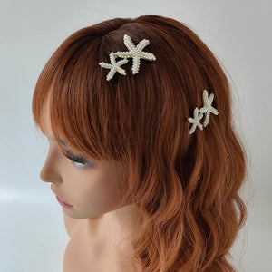 Starfish Hair Clip Bride Hair Barrettes Wedding Head Pieces Ponytail Holder Hair Accessories for Women and Girls (Style1-2Pcs)