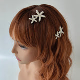 Starfish Hair Clip Bride Hair Barrettes Wedding Head Pieces Ponytail Holder Hair Accessories for Women and Girls (Style1-2Pcs)