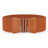 Romp Fashion Women Tan Srtrechable Leather Buckle Belt