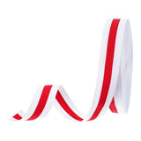 PATIKIL 1 White Red Striped Grosgrain Ribbon, 25 Yard Polyester Fabric Stripe Craft Ribbon Double Faced Design for Bow Gift Wrap