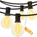 SUNSGNE Outdoor String Lights, 50FT Outdoor Globe Light with 52 G40 Shatterproof LED Bulbs(2 Spare), String Lights for Outside P