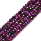 6mm Dyed Purple Tiger Eye Faceted Rondelle Loose Beads Jewelry Making DIY Bead 16 Inch