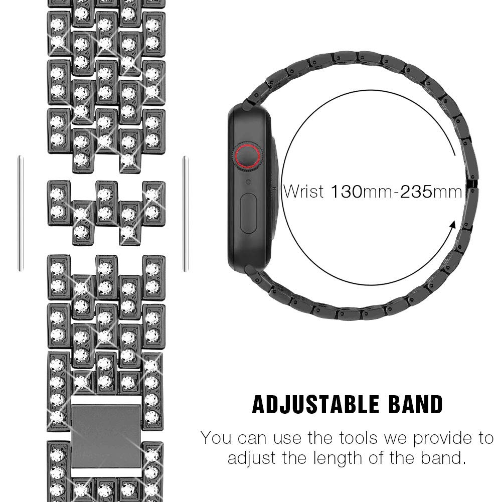 SUPOIX Compatible with Apple Watch Band 41mm + Case, Women Jewelry Bling Diamond Replacement Metal Strap & Soft TPU Bumper Prote