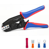 Amliber Wire Crimping Tool for Insulated Electrical Connectors- AWG 22-10 Ratchet Wire Crimper Tool- Racheting Wire Crimps for I