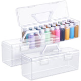 Threehoney 3 Pcs Acrylic Paint Storage Box for 2 Fl. oz Acrylic Paints, Portable Craft Art Organizer with Handle, 30 Bottles Cap