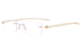 Eyekepper Small Lenes Rimless Reading Glasses Women - Frameless Reader Eyeglasses for Men Reading with Yellow Arms +3.00