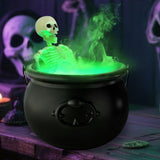 JOICEE Halloween Decorations Indoor, LED Mist Maker Halloween Witches Cauldron Black Plastic Cauldron with Skeleton for Hallowee