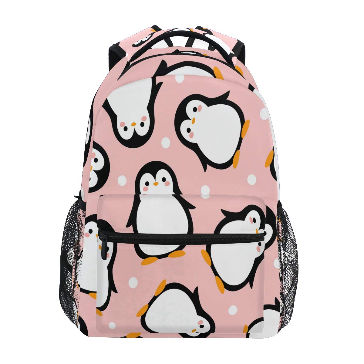 Cute Penguin Backpack for Boys Girls Kids Cartoon Pink Sea Animals Dots Student Bookbag School Bag 14 inch Laptop Backpacks Trav