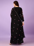 Wedani Faux Georgette Embroidered Kurta Set With Duptta For Women (In Alpha Xl Regular Black),BLACK,XL,,,