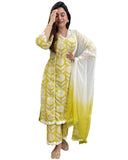 Gosriki Women'S Rayon Blend Straight Printed Kurta With Pant & Dupatta (Riantas Mehandi-Gs_M_Mehandi_Medium),Mehandi,,B0DD79NP4D