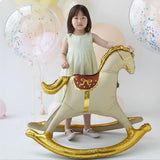 Atpata Funky Large Horse Foil Balloon 29 Inch Golden & Cream Air Inflatable Balloon for Kids Birthday, Baby Welcome & Party De
