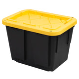 GreenMade Professional Storage Ultra Durable 12 Gallon Plastic Storage Tote Bin with Snap Fit Lid and Padlock Holes, Black and Y