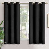 YoungsTex Black Blackout Curtains 63 Inches Long 2 Panels Set - Room Darkening Thermal Insulated Black Out Window Drapes for Bed