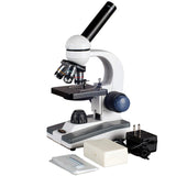 AmScope M150C-PB10 40X-1000X Home School Metal Frame C&F Compound Microscope + 10 Slide Collection