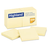 Highland 6549YW SelfStick Notes, 3 x 3, Yellow, 100Sheet, 12/Pack