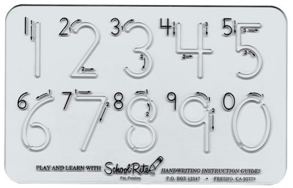 School-Rite Number Templates, Plastic Writing Aide Number Stencil Set, Basic Number Set
