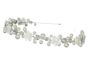 SAMKY Bridal Wedding Tiara Rhinestone Crown Pearl Bride's Headpiece Hair Accessories for Woman