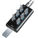 Rebuff Reality USB Hub 3.0, 7-Port Data USB Hub with One Smart Charging Port, 31.5inch Long Cable USB Extension for MacBook, Mac
