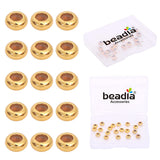 BEADIA 18K Gold Plated Stopper Beads 6x3mm 20pcs Rondelle Insert Silicon Length Adjust Spacer Beads for Jewelry Making Findings