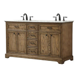 Elegant Decor Americana 60 Aluminum Alloy Double Bathroom Vanity In Driftwood
