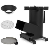 ONLYFIRE OUTDOOR LIVING 3-in-1 Camp Rocket Stove with 14.5 Cooking Grate, 18 Griddle and Cooktop, Portable Wood Burning Camping 