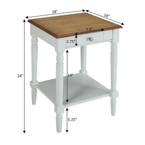 Convenience Concepts French Country End Table 18 -Traditional Farmhouse Side Table with Storage Drawer and Shelf, Living Room,