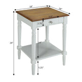 Convenience Concepts French Country End Table 18 -Traditional Farmhouse Side Table with Storage Drawer and Shelf, Living Room,