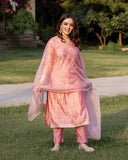 Gosriki Women'S Chanderi Cotton Straight Printed Kurta With Pant & Dupatta (Yoda Peach-Gs_L_Peach_Large),Peach,,B0CHSF59WY