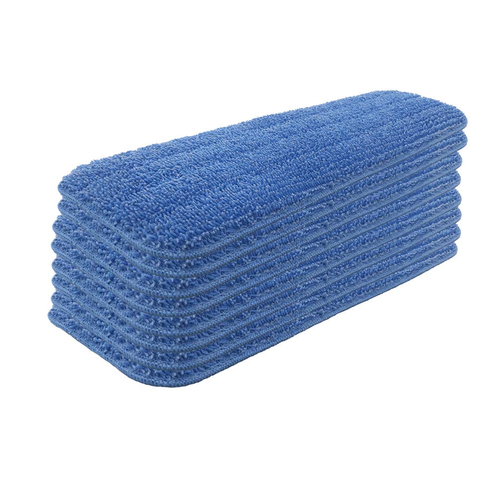 Set Of 8 Microfiber Spray Mop Replacement Heads For Wet/Dry Mops Reusable Replacement Refills Fits For Floor Care System (Blue)