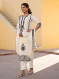 Gosriki Women'S Rayon Blend Embroidered Straight Kurta With Pant & Dupatta (Trp-Off-White-Nbh-Gs_L_White_Large),White,,B0CYGQ13LR