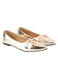 Shoetopia Pointed Toe Buckle Detailed Golden Bellies For Women & Girls,Golden,4,B0CKW836YT
