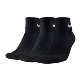 NIKE Unisex Performance Cushion Quarter Training Socks (3 Pairs), Black/White, Medium