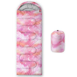 BailiPromise Pink Cloud Printed Camping Sleeping Bags,3 Season Warm & Cool Weather,Lightweight,Waterproof Sleeping Bags for Adul