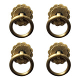 Tiazza 4Pcs Antique Brass Ring Pulls Handle Kitchen Cabinets Wardrobe Drawer Vintage Furniture Hardware Vintage Style Pull Ring 