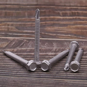 #14 X 3 Hex Washer Head Self Drilling Screws, Self Tapping Sheet Metal Tek Screws, 410 Stainless Steel, 25 Pcs