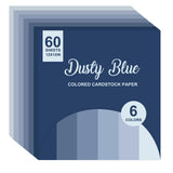 FYSUIMU 60 Sheets 12 x 12 Inch Dusty Blue Colored Card Stock Thick Paper Cards Gradient Scrapbook Paper for Prints DIY Arts Craf