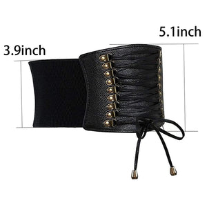 VOCHIC Womens PU Leather Belt High Waist Cincher Belt Corsets for Waist Training Wide Black Corset Belt