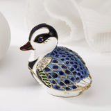 Hand Painted Enamel Bird Trinket Box for Home Decor, Hinged Jewelry Organizer for Ring Earrings, Unique Figurine Keepsake Collec