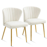 ANOUR Modern Dining Chairs, Velvet Accent Living Room Chairs, Set of 2, Upholstered Side Chair with Golden Metal Legs for Dining