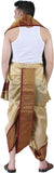 Prakasam Cotton Mens Asha Silk Panchakacham Ready To Wear Dhoti Towel Set With Pocket Panjakejam Dhoti With Pocket Readymade Dhoti Towel Set One For All (Beige)