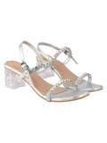 Shoetopia Embellished Rhinstone Silver Heels For Girls /Eu39,Silver,6,B0F31B6K8B