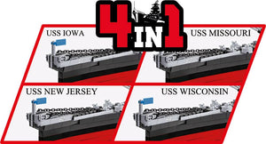 Cobi Historical Collection World War Ii Iowa-Class Battleship, 4-In-1 Executive Edition, 2685 Pieces