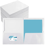 Yeaqee 125 Pack 2 Pockets Glossy Laminated Paper Folder First Day of School Presentation Folder Letter Size Two Pocket File Port